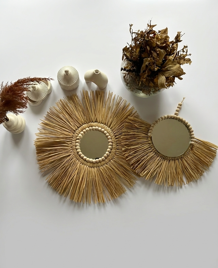 Güneş ve Yarım Ay Bohem İkili Ayna Seti