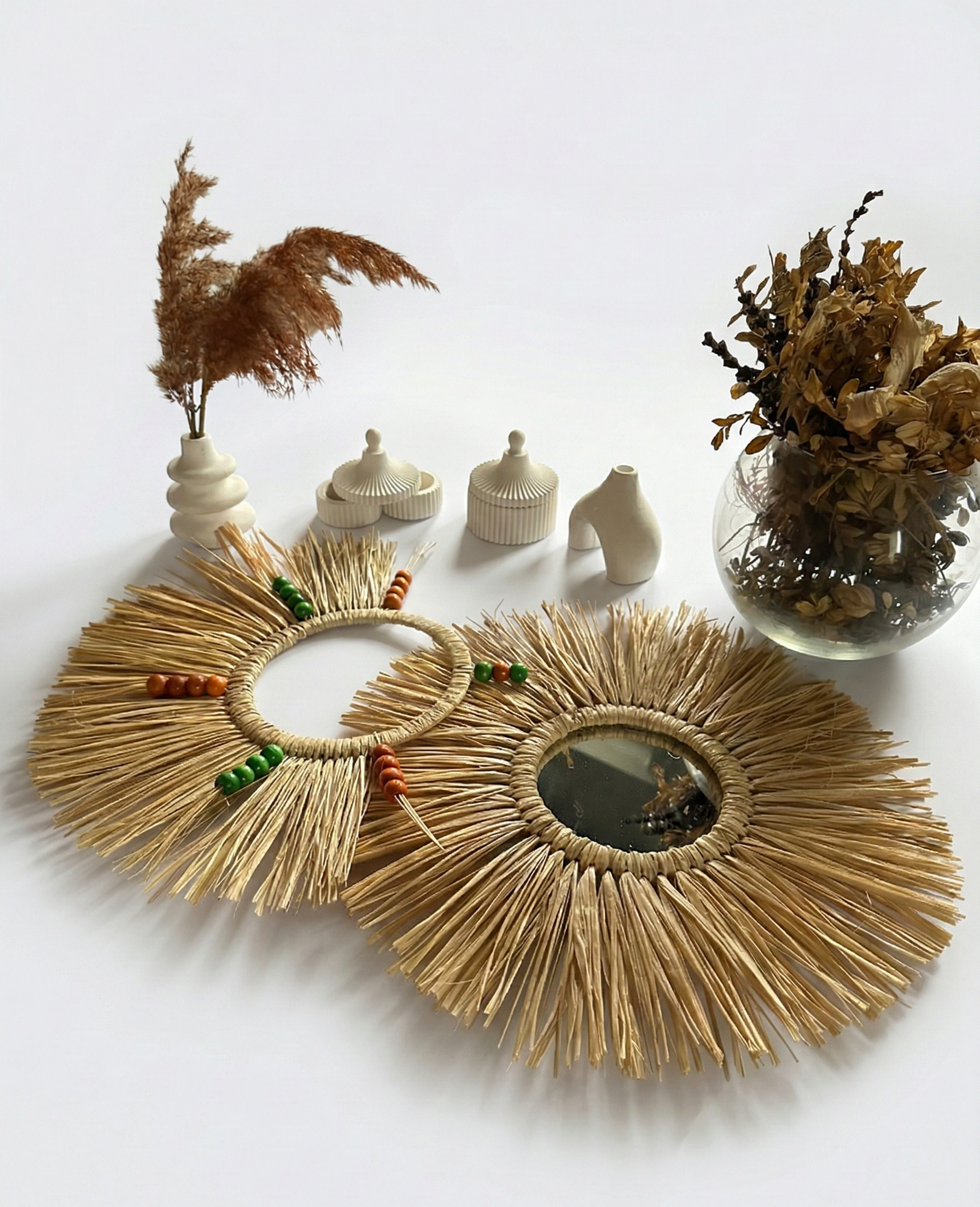 Renkli ve Sade Yarım Ay İkili Duvar Süsü Seti