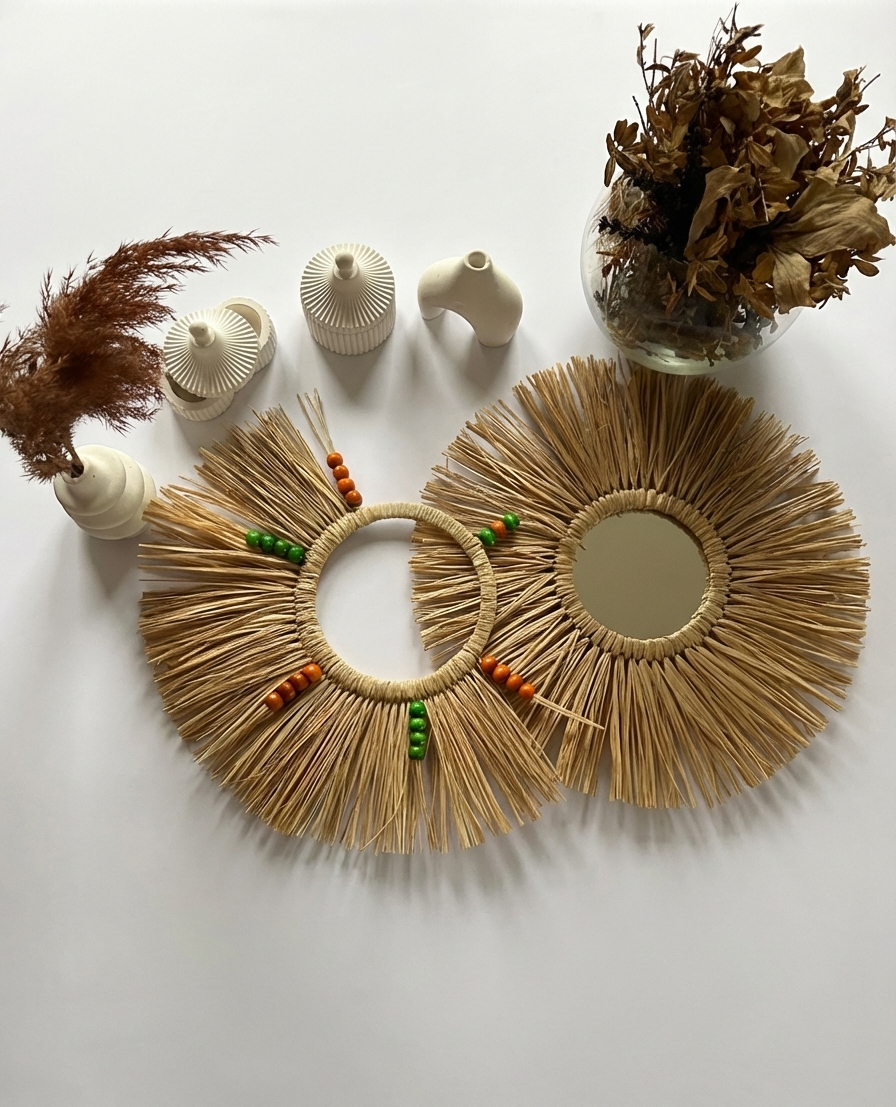 Renkli ve Sade Yarım Ay İkili Duvar Süsü Seti