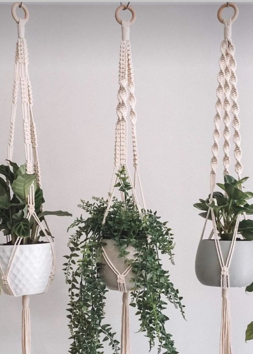 Sarmal Desenli Makrome Bitki Askısı (Saksılık)