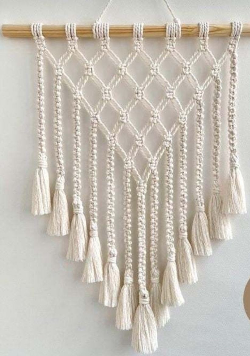 Dalga ve Baklava Desenli Bohem Makrome Duvar Süsü